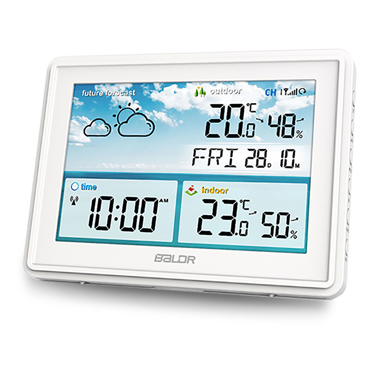 Weerstation - Draadloos - met kleuren Display - Wit