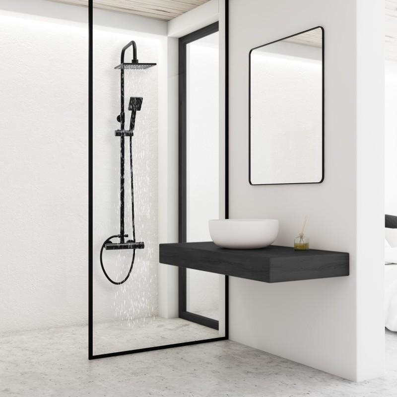 Douchepaneel - met Regendouche 20cm - en Handdouche - Zwart