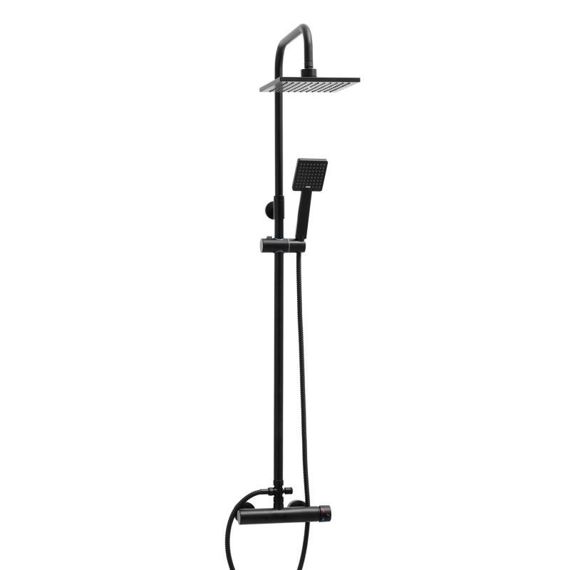 Douchepaneel - met Regendouche 20cm - en Handdouche - Zwart