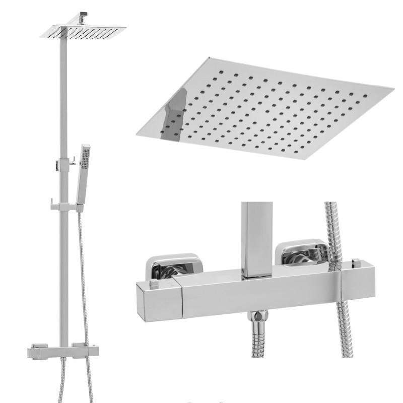 Doucheset - Thermostaatkraan - met Regendouche 25cm - Chroom