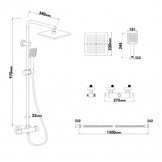 Doucheset - met Douchekraan - en Regendouche 23cm - Zwart