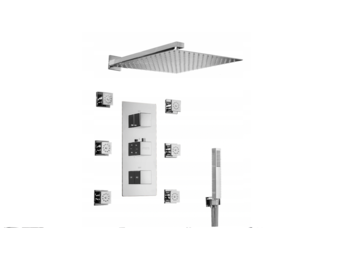 Douchepaneel inbouwset - met Regendouche - massage - hydrojets