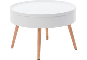 Houten salontafel met opbergruimte - 60x60x40 - wit