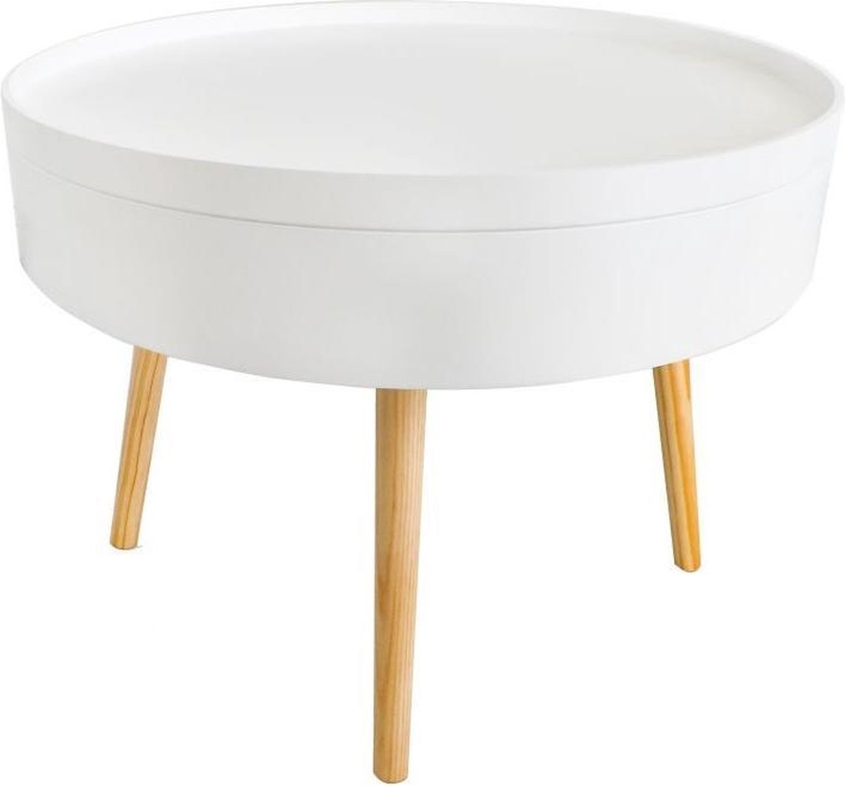 Houten salontafel met opbergruimte - 60x60x40 - wit