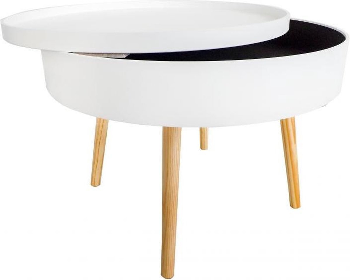 Houten salontafel met opbergruimte - 60x60x40 - wit