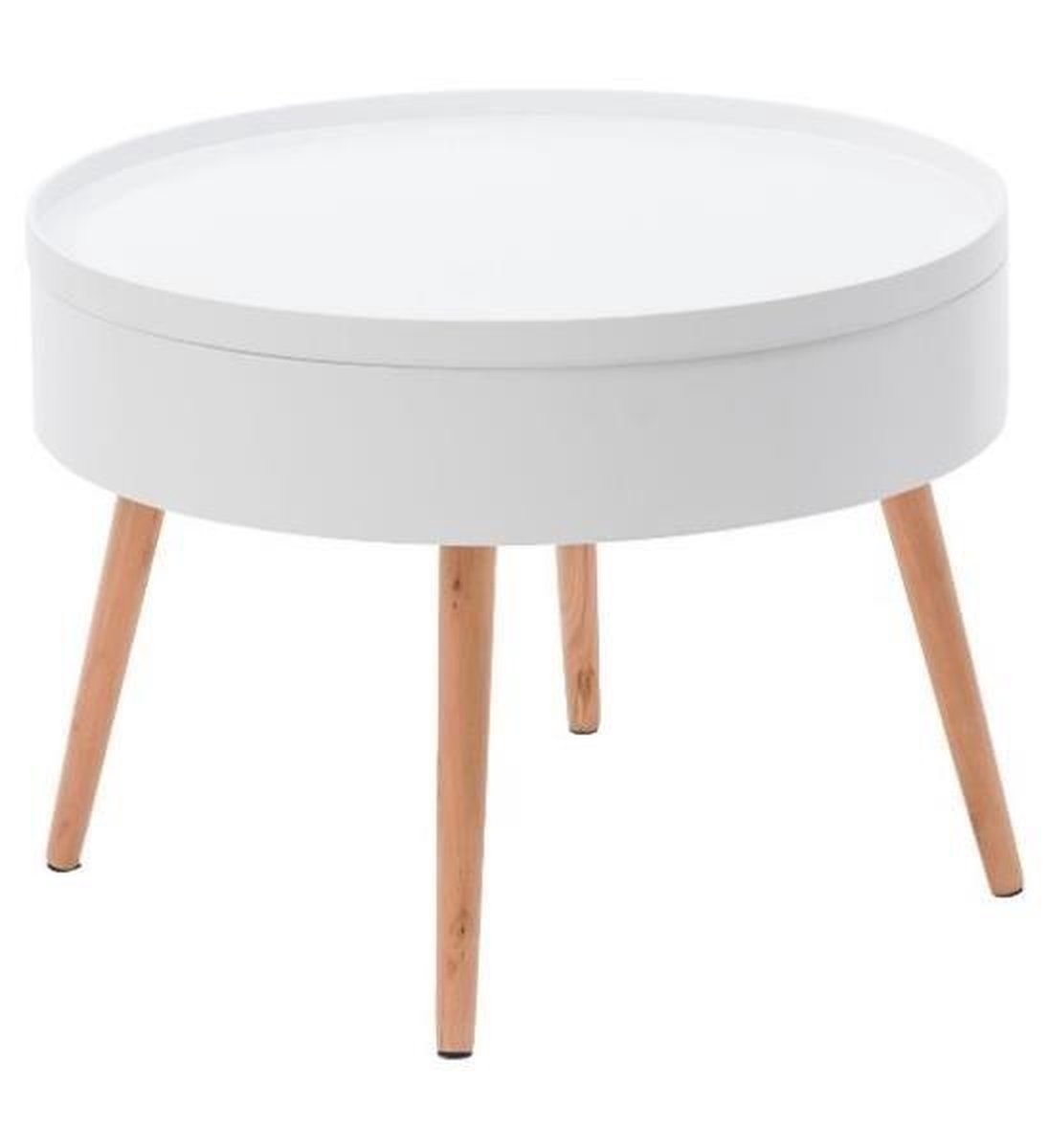 Houten salontafel met opbergruimte - 60x60x40 - wit