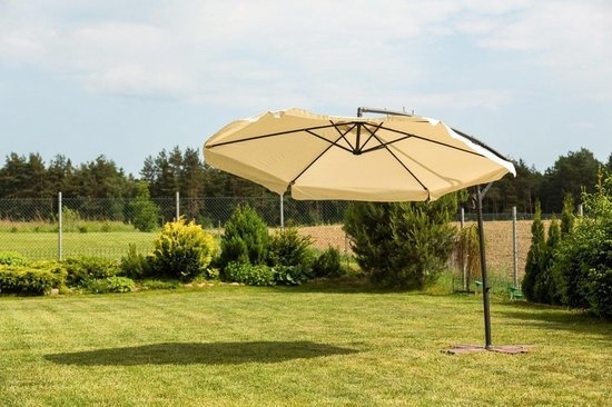 Zweefparasol 3 meter diameter Beige - inklapbaar