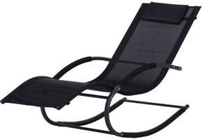 Schommelstoel ligstoel tuin - ademende stof - zwart