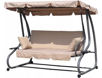 Schommelbank - tuinschommel - met klapbare rugleuning - beige