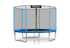 Trampoline - 244 cm - blauw - met ladder en buitenrand net - tot 80 kg