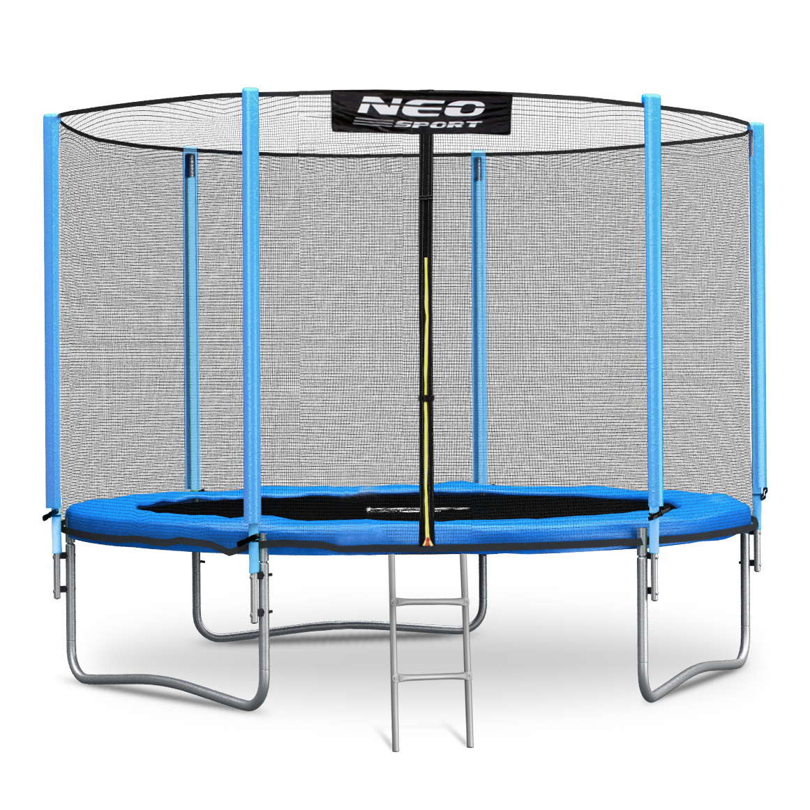 Trampoline - 244 cm - blauw - met ladder en buitenrand net - tot 80 kg