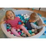 Ballenbak grijs 90x30 cm met 150 ballen Ø 7 cm - stevig ballenbad - Multi-gekleurde ballen