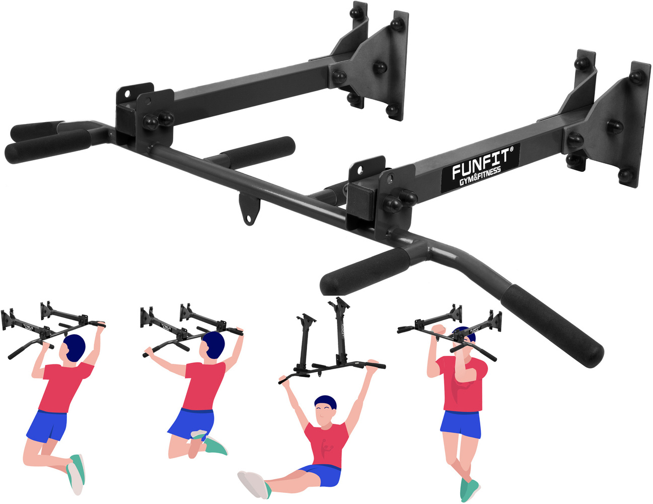 Pull up bar - Optrekstang muur-plafond - Home gym - 110 cm