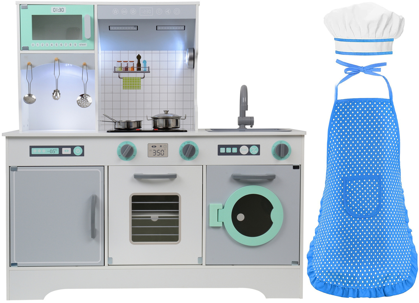 Kinderkeuken - met koksmuts en schort - hout - 91x30x90 cm