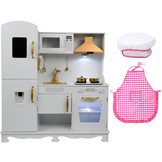 Kinderkeuken - met koksmuts en schort - hout - 91x30x106 cm