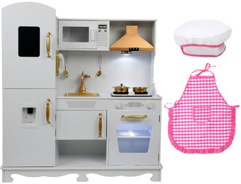 Kinderkeuken - met koksmuts en schort - hout - 91x30x106 cm