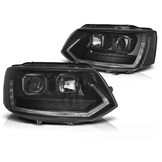 Koplampen voor VW T5 10-15 TUBE LIGHT T6 LOOK ZWART
