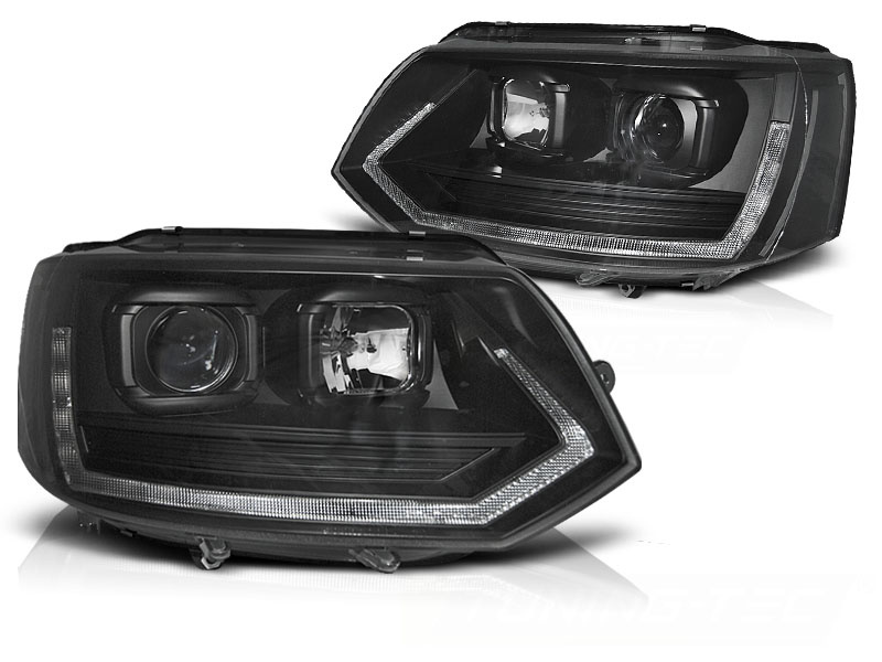 Koplampen geschikt voor VW T5 10-15 TUBE LIGHT T6 LOOK ZWART