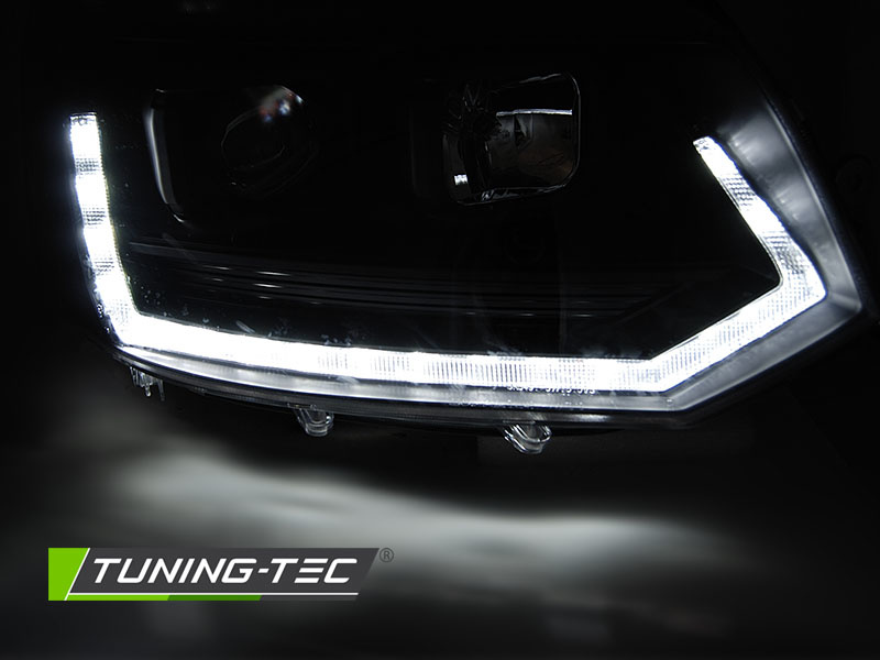 Koplampen voor VW T5 10-15 TUBE LIGHT T6 LOOK ZWART