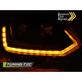 Koplampen voor VW T5 10-15 TUBE LIGHT T6 LOOK ZWART