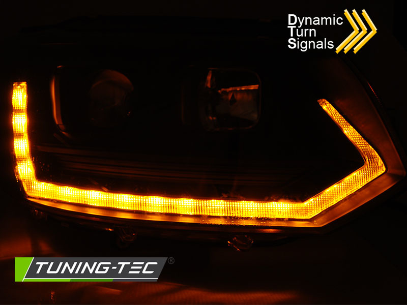 Koplampen voor VW T5 10-15 TUBE LIGHT T6 LOOK ZWART