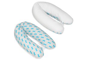 Voedingskussen - Zwangerschapskussen - 100% katoen - met koordjes - 145 cm - strikken – wit