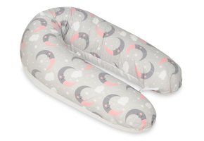 Voedingskussen - Zwangerschapskussen - 100% katoen - met koordjes - 145 cm - manen – wit