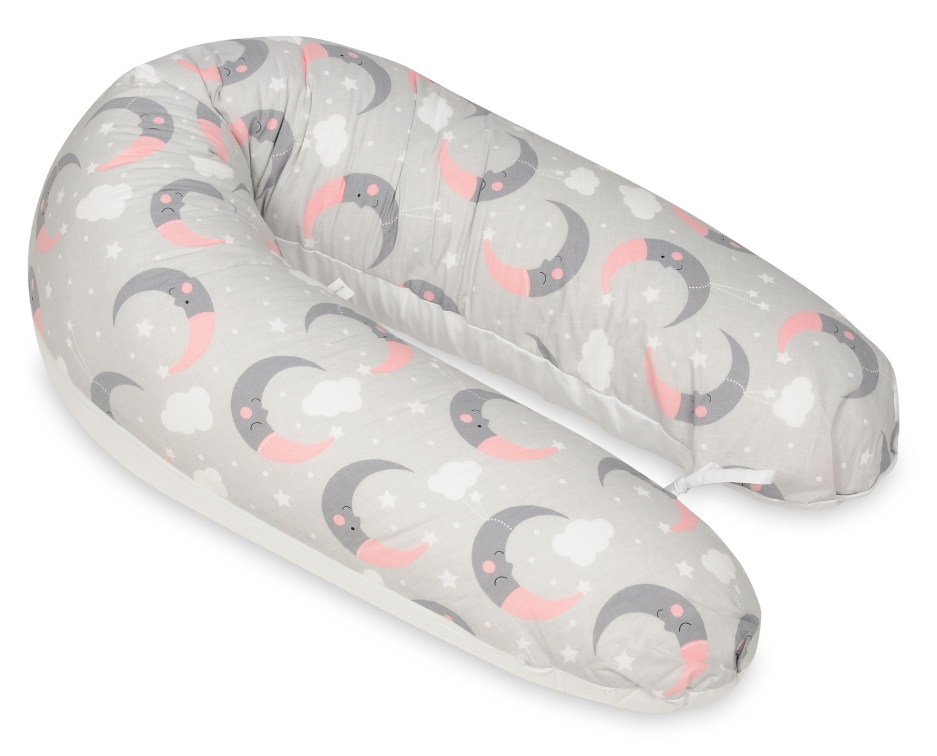 Voedingskussen - Zwangerschapskussen - 100% katoen - met koordjes - 145 cm - manen – wit