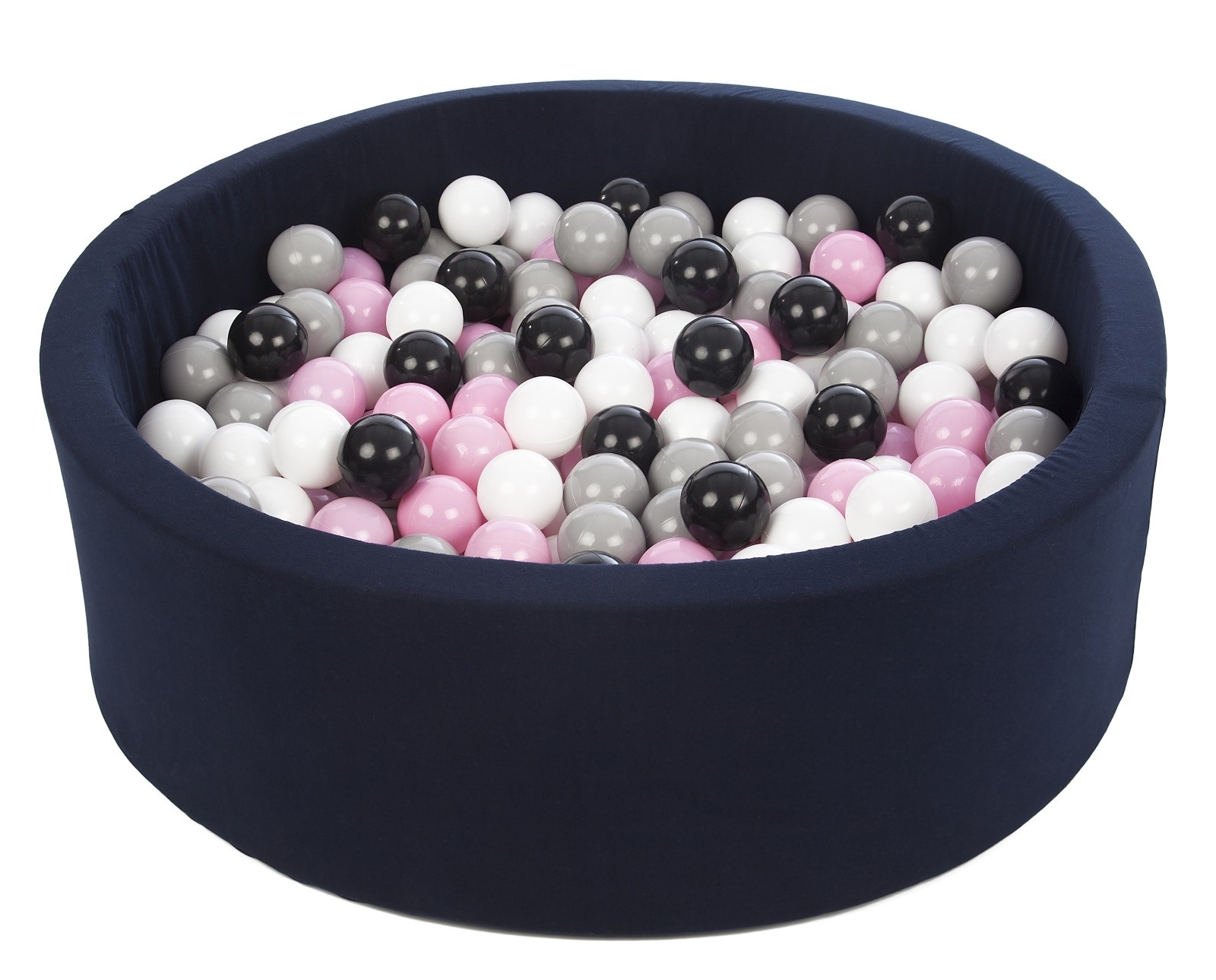 Ballenbak - 300 ballen - marine - rond ballenbad - 90x30 cm - zwarte, witte, lichtroze, grijze ballen