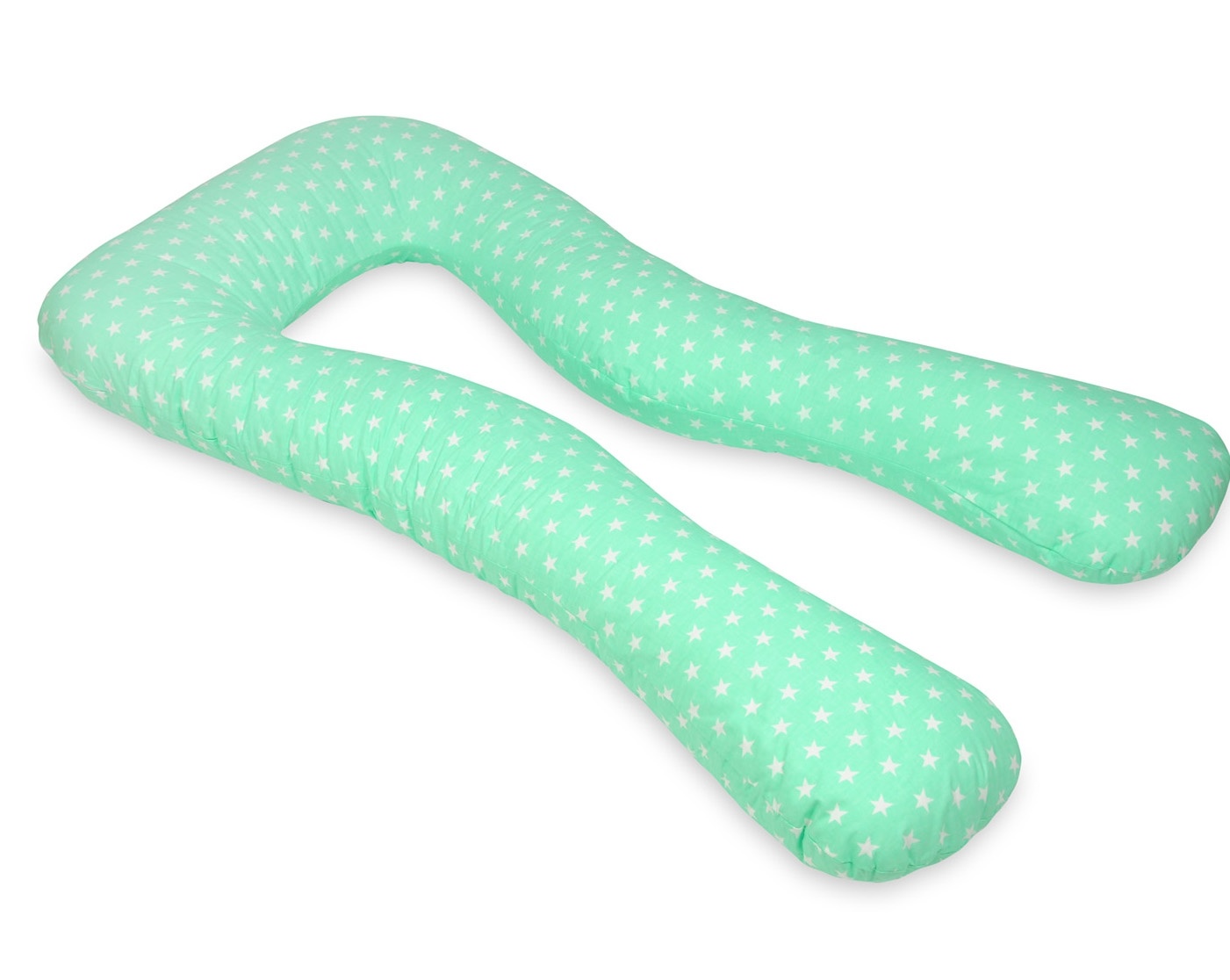 Voedingskussen - Zwangerschapskussen - groot - 100% katoen - witte sterren - mint