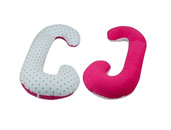 Voedingskussen - zijslaapkussen - minky stof+katoen - “C” vorm - heldere bloeit – beige