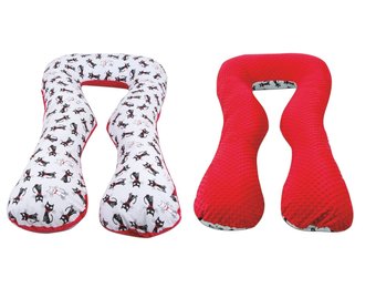 Voedingskussen - zijslaapkussen - minky stof en katoen - "U" vorm - witte sterren op grijs - grijs