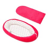 Babynest - baby nestje - 0-8 maanden - 82x54cm - grijze en roze sterren op wit - roze