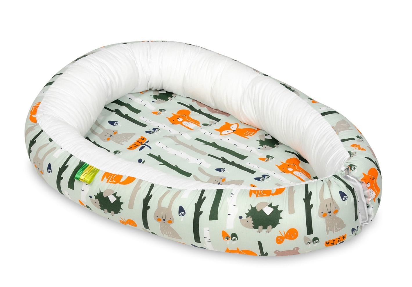 Babynest - baby nestje - 0-8 maanden - 100% katoen - 82x54cm - dieren - wit