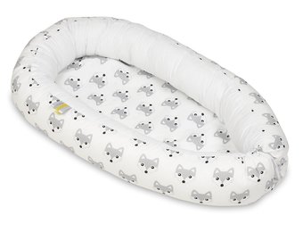 Babynest - baby nestje - 0-8 maanden - 100% katoen - 82x54cm - vossen - wit