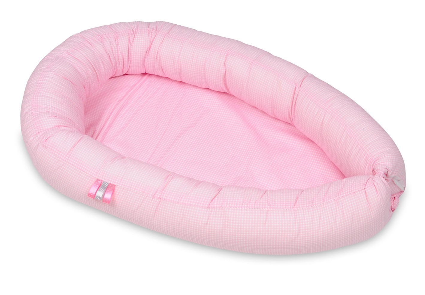 Babynest - baby nestje - 0-8 maanden - 100% katoen - 82x54cm - roze geruit
