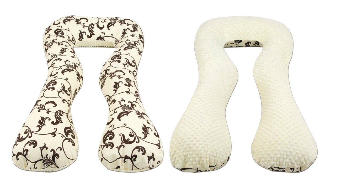 Voedingskussen - zijslaapkussen - minky stof en katoen - "U" vorm - lente stippen - groen