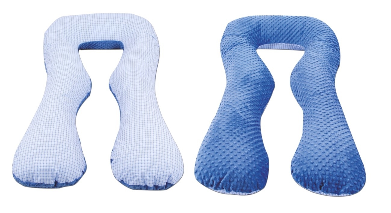 Voedingskussen - zijslaapkussen - minky stof en katoen - "U" vorm - roze geruit - roze