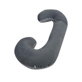 Voedingskussen - zijslaapkussen - minky stof+katoen - “C” vorm - grijze en roze sterren op wit - roze