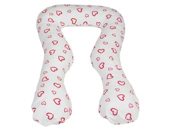 Voedingskussen - Zwangerschapskussen - groot - 100% katoen - rode harten