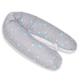 Voedingskussen - Zwangerschapskussen - 100% katoen - met koordjes - 145 cm - katten en harten - wit