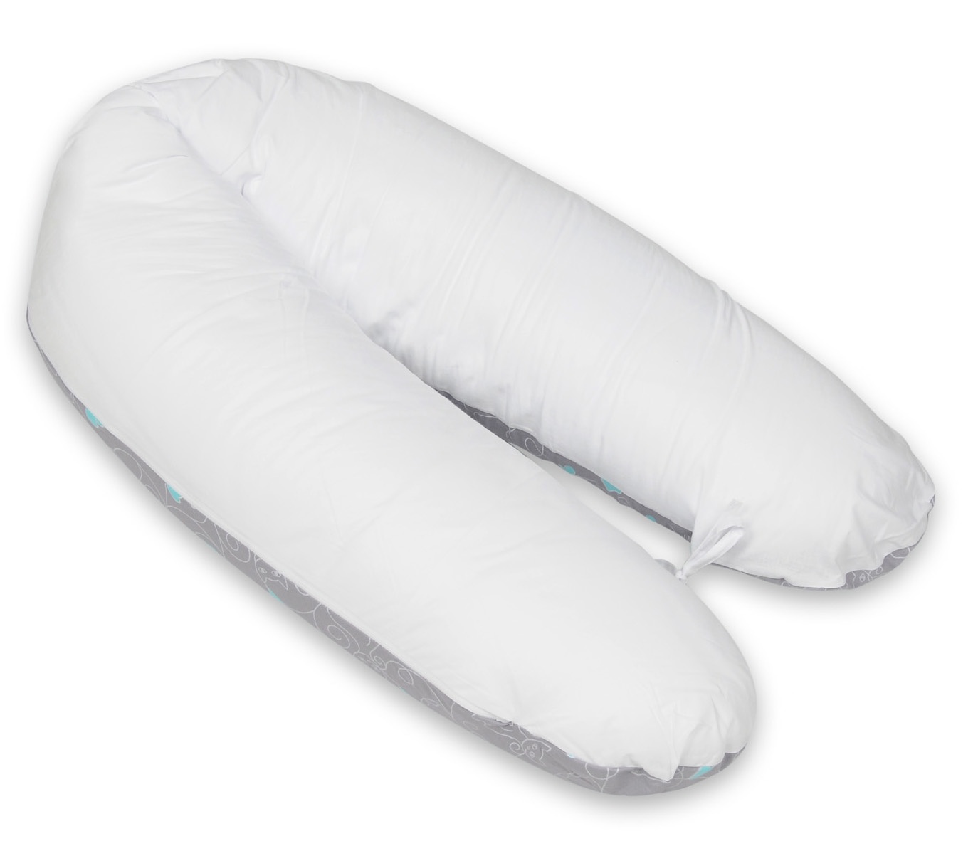 Voedingskussen - Zwangerschapskussen - 100% katoen - met koordjes - 145 cm - katten en harten - wit