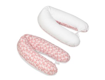 Voedingskussen - Zwangerschapskussen - 100% katoen - met koordjes - 145 cm - Zwanen – wit