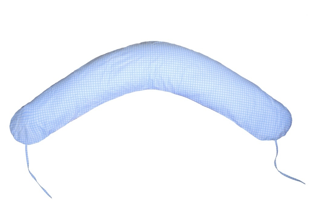 Voedingskussen - Zwangerschapskussen - 100% katoen - met koordjes - 145 cm - blauw geruit