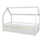 Houten kinderbed - huisbed - incl. premium matras - 160x80 - met barrierres - wit