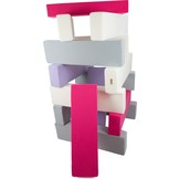 Jenga - 15 zachte speelblokken - wit, roze, grijs, lila