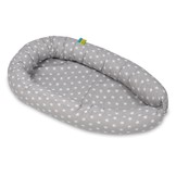 Babynest - baby nestje - 0-8 maanden - 100% katoen - 82x54cm - witte en grijze sterren