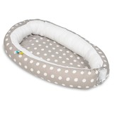 Babynest - baby nestje - 0-8 maanden - 100% katoen - 82x54cm - stippen op grijs
