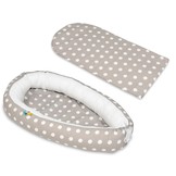 Babynest - baby nestje - 0-8 maanden - 100% katoen - 82x54cm - stippen op grijs