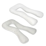 Voedingskussen - Zwangerschapskussen - groot - 100% katoen - wit/grijze driehoeken - wit